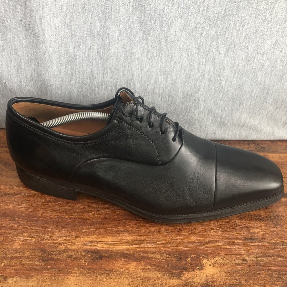 Magnanni Men’s Federico Oxford Dress Shoe Sz 11.5 Black Leather Cap Toe GUC - Picture 5 of 11